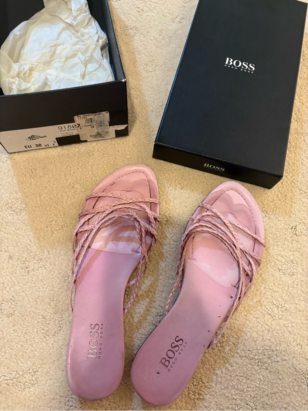 BOSS Hugo boss Pink/purple  leather Braided flat sandals